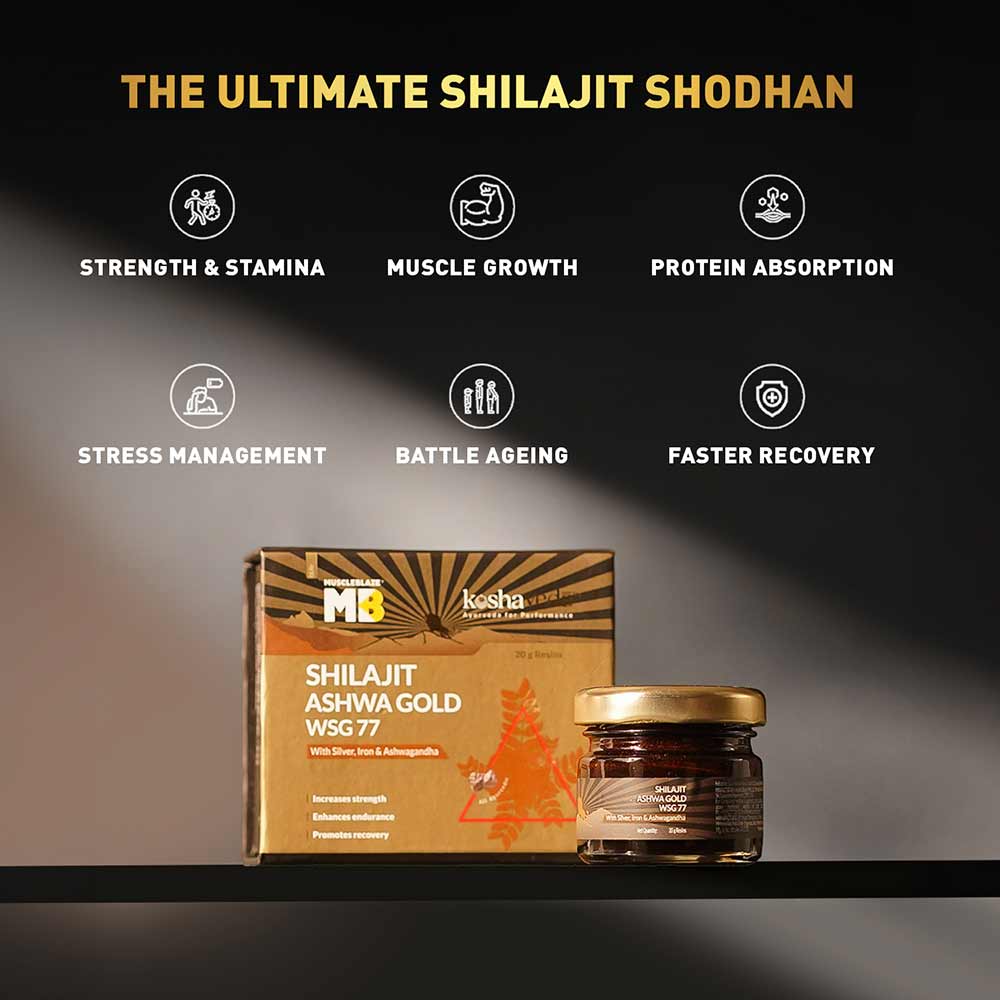 Koshaveda Shilajit Ashwa Gold WSG - 77 by MuscleBlaze, 20 g - MuscleBlaze