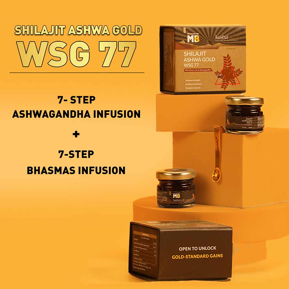 Koshaveda Shilajit Ashwa Gold WSG - 77 by MuscleBlaze, 20 g - MuscleBlaze