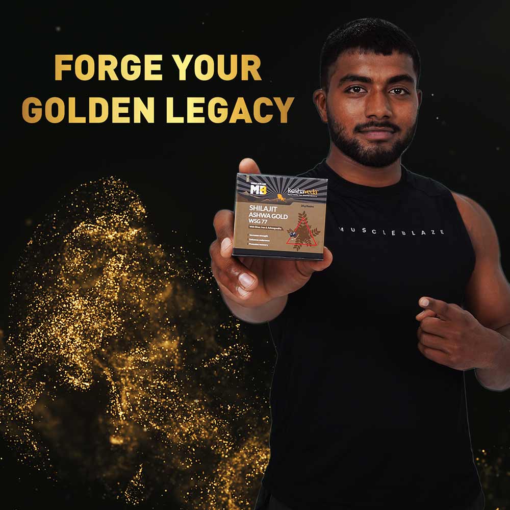 Koshaveda Shilajit Ashwa Gold WSG - 77 by MuscleBlaze, 20 g - MuscleBlaze