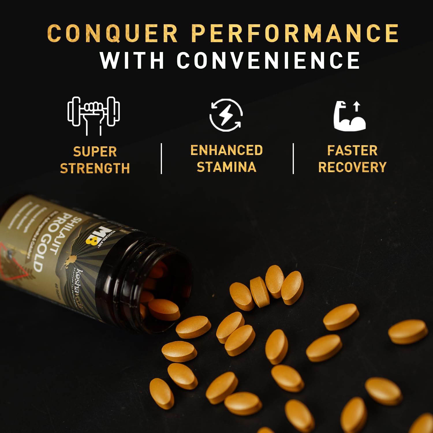 Koshaveda Shilajit Pro Gold by MuscleBlaze (60 Tablets) - Muscleblaze