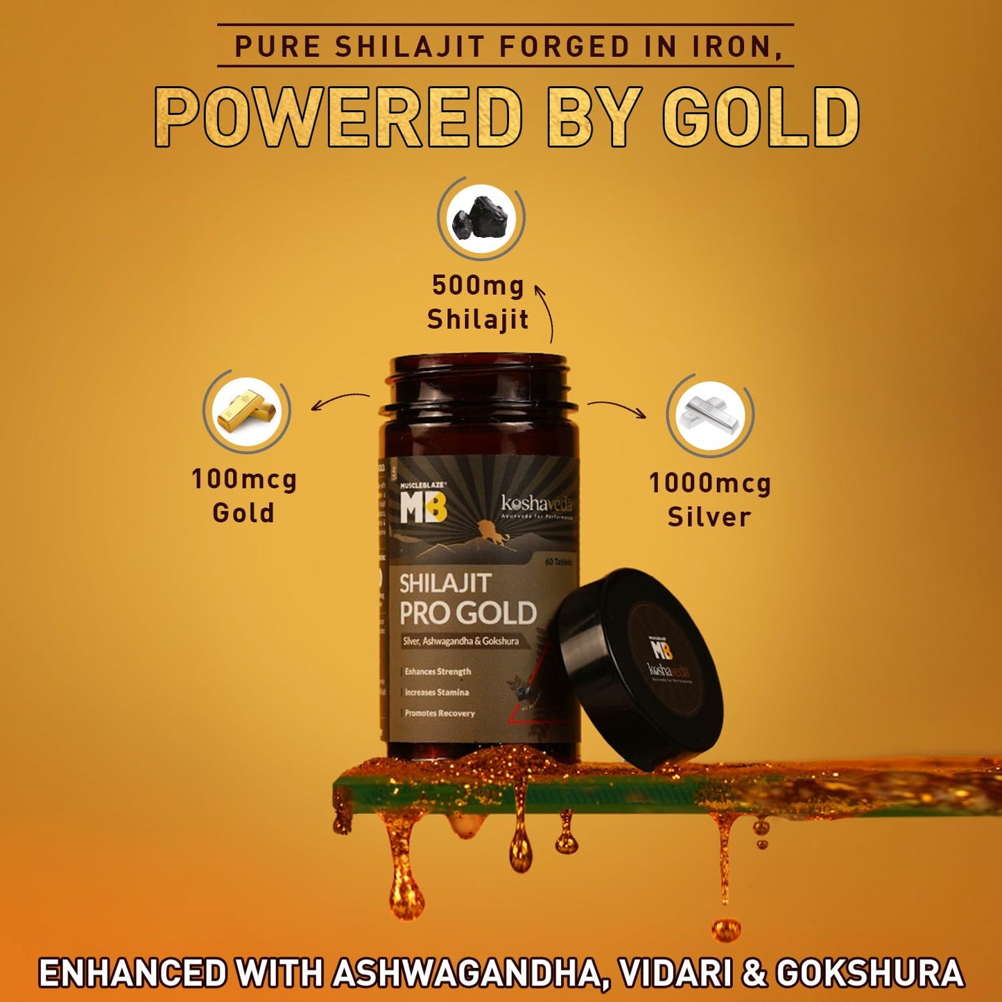 Koshaveda Shilajit Pro Gold by MuscleBlaze (60 Tablets) - Muscleblaze