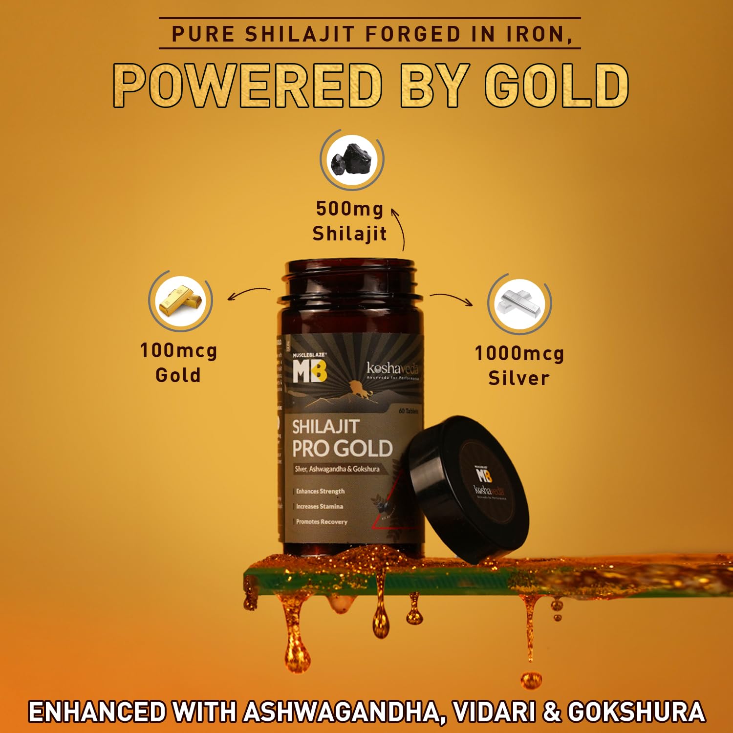 Koshaveda Shilajit Pro Gold by MuscleBlaze (60 Tablets) - Muscleblaze