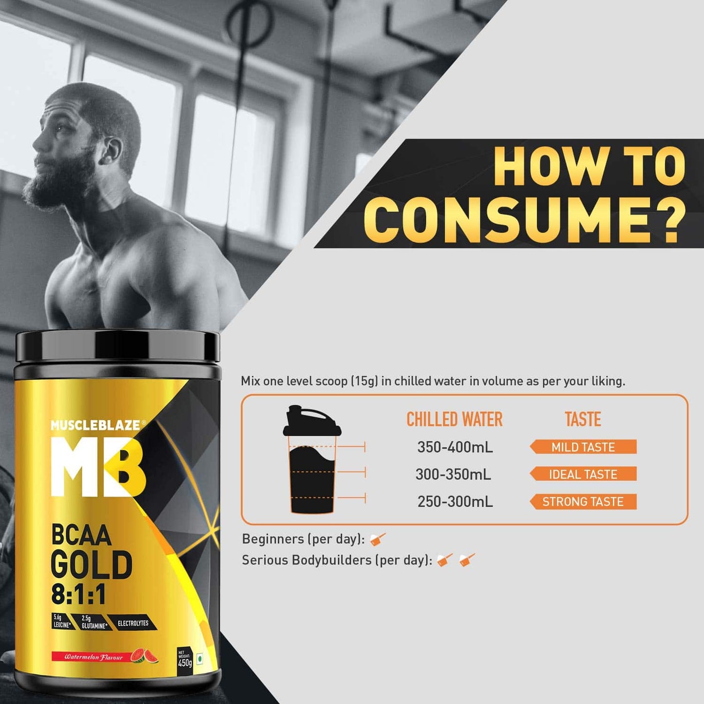 MuscleBlaze BCAA Gold 8:1:1 Amino Acids Supplements - Muscleblaze