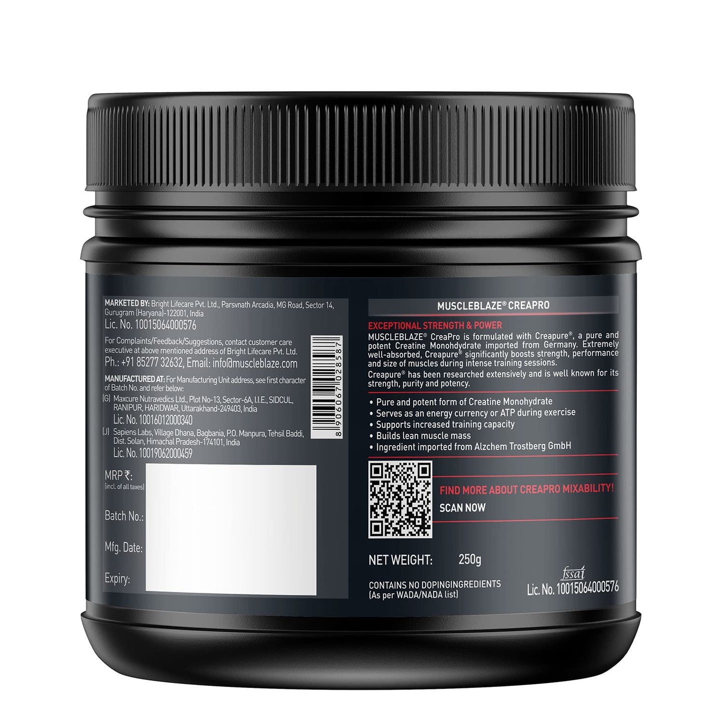 MuscleBlaze CreaPRO Creatine, 250G - MuscleBlaze