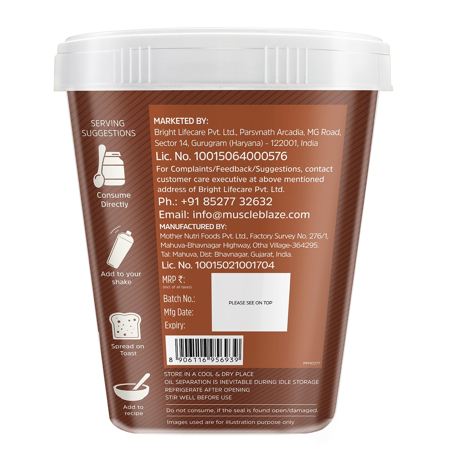 MuscleBlaze High Protein Peanut Butter, 1 kg, Dark Chocolate - Muscleblaze