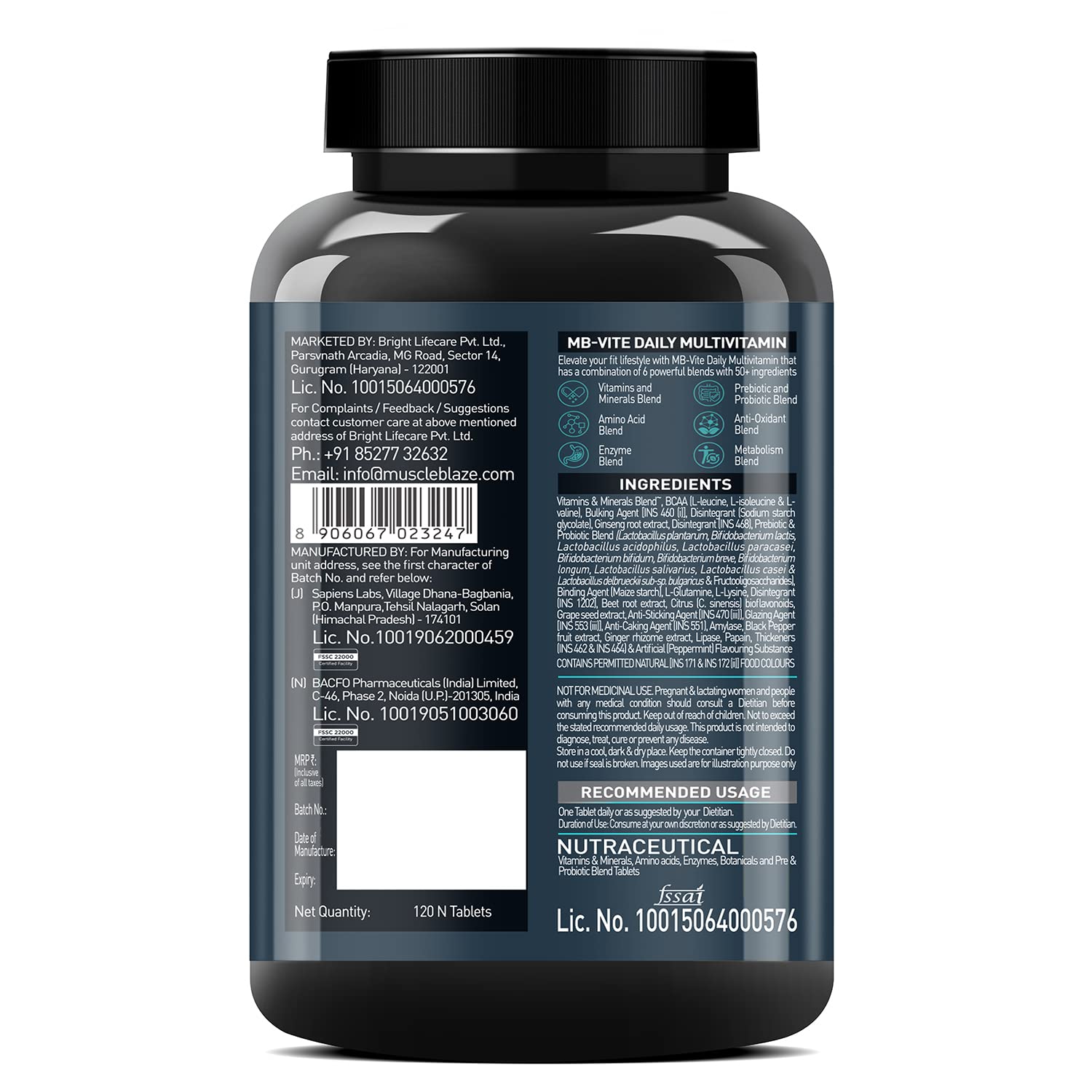 MuscleBlaze MB-VITE Daily Multivitamin, for Enhanced Energy, Stamina & Gut Health - Muscleblaze