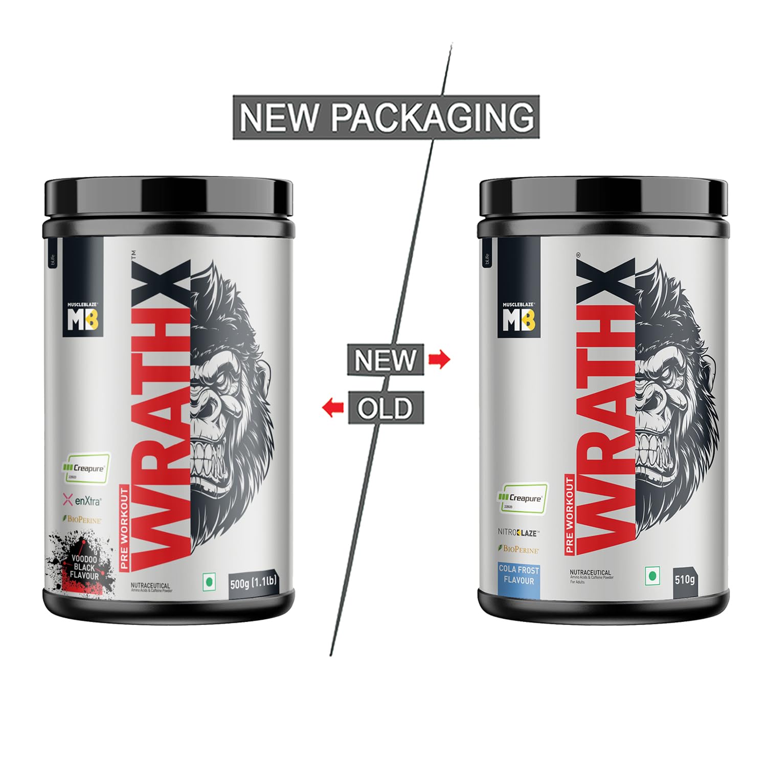 MuscleBlaze Pre Workout WrathX, 510G, Cola Frost - MuscleBlaze