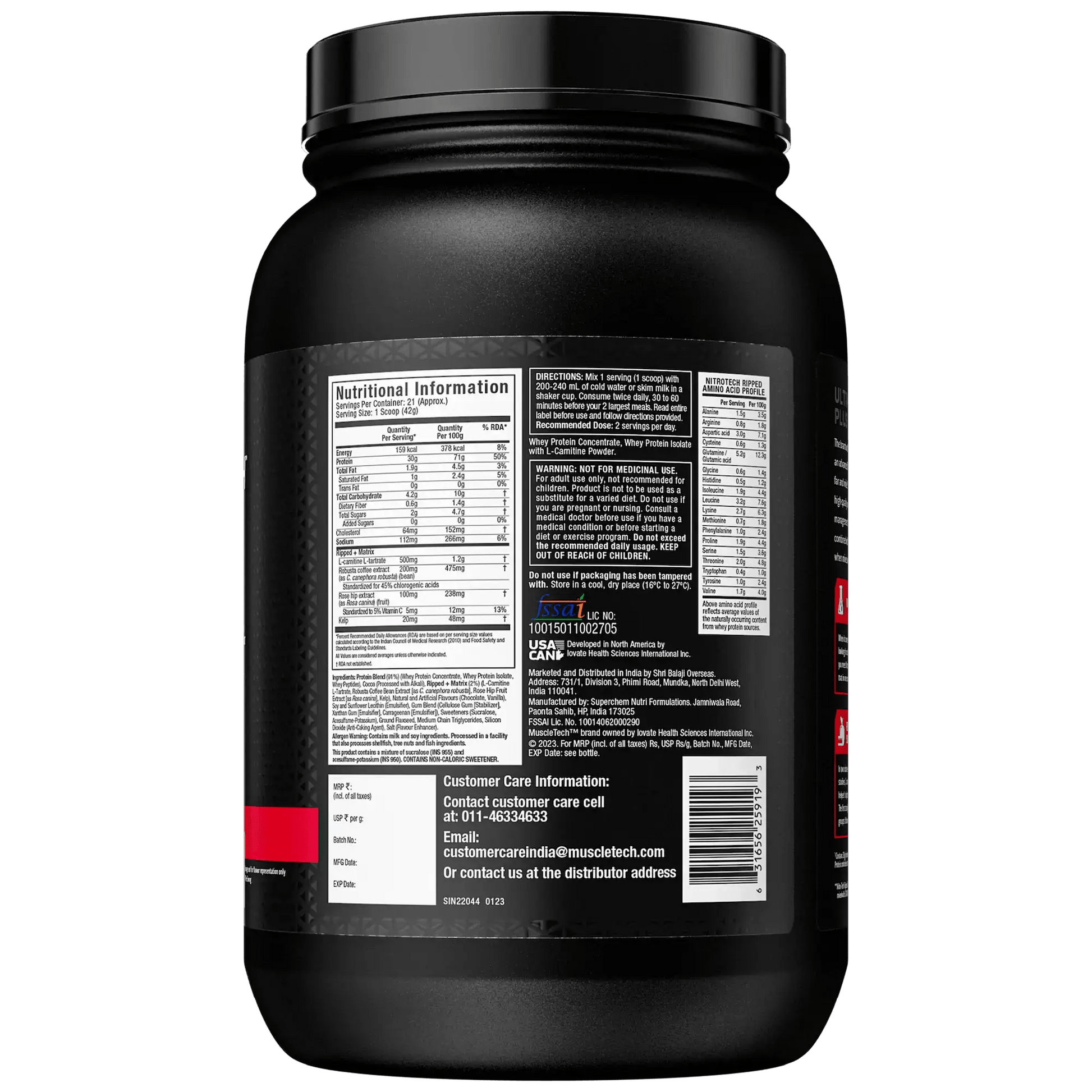 MuscleTech™ Nitro - Tech™ Ripped Whey Protein Powder - Muscletech