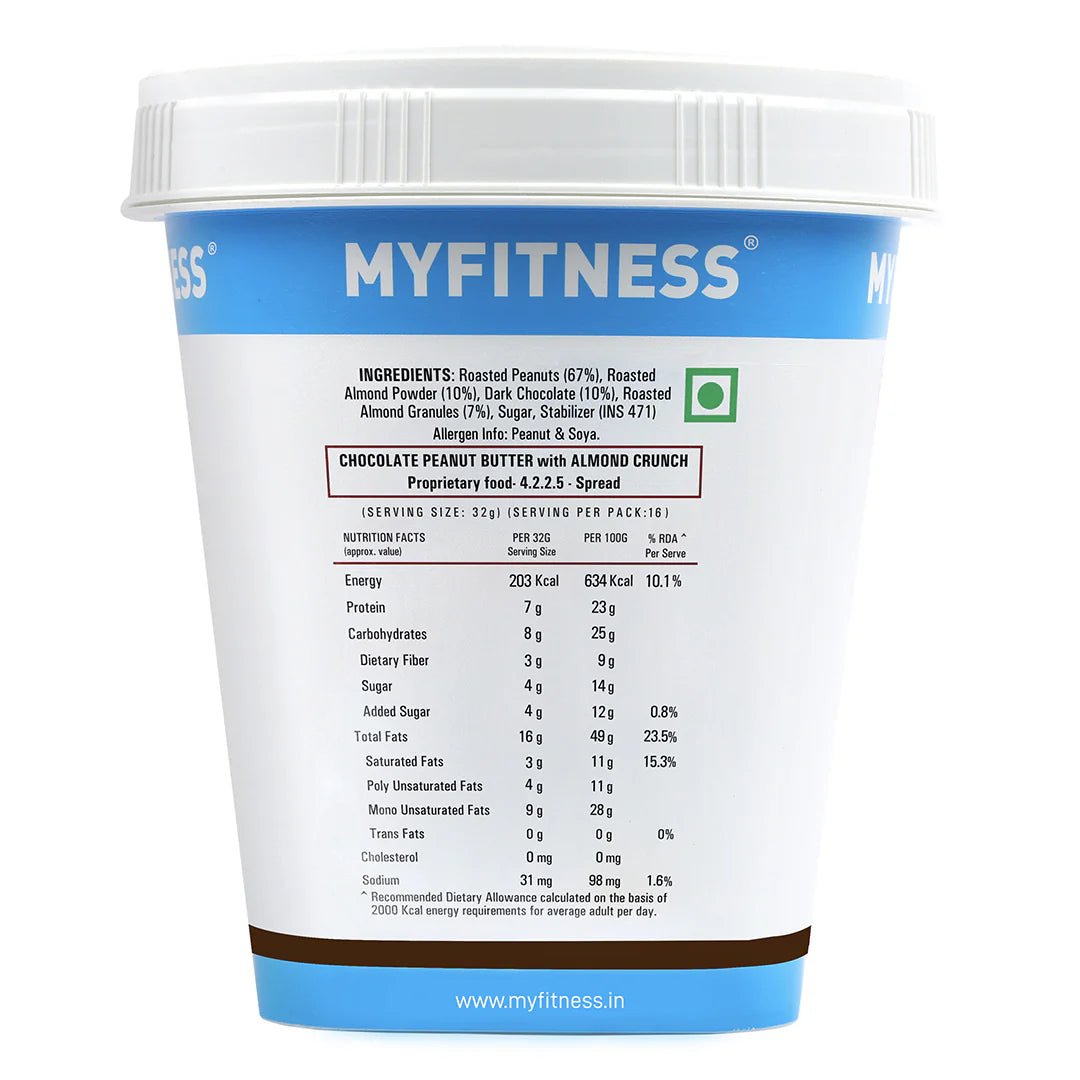 MYFITNESS Chocolate Peanut Butter with Almond Crunch, 510G - MyFitness