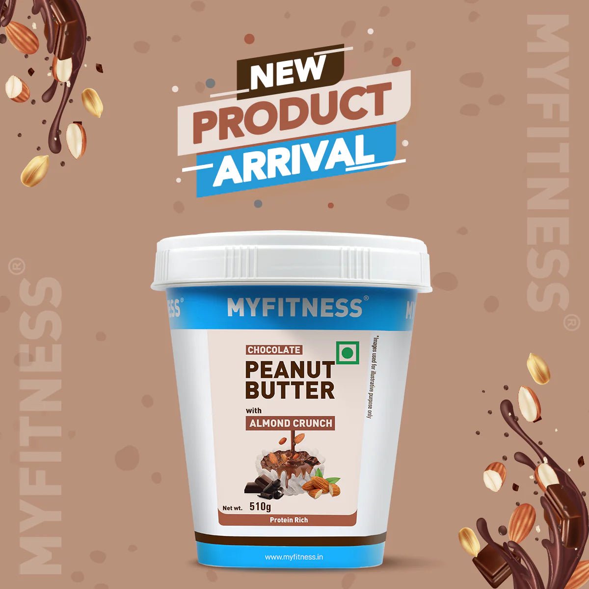 MYFITNESS Chocolate Peanut Butter with Almond Crunch, 510G - MyFitness