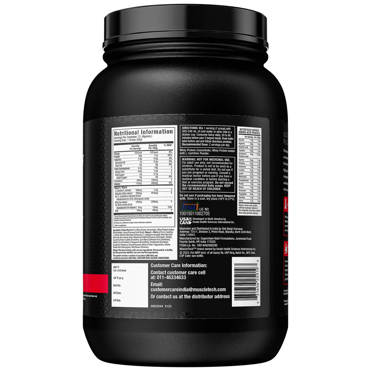 MuscleTech™ Nitro-Tech™ Ripped Whey Protein Powder