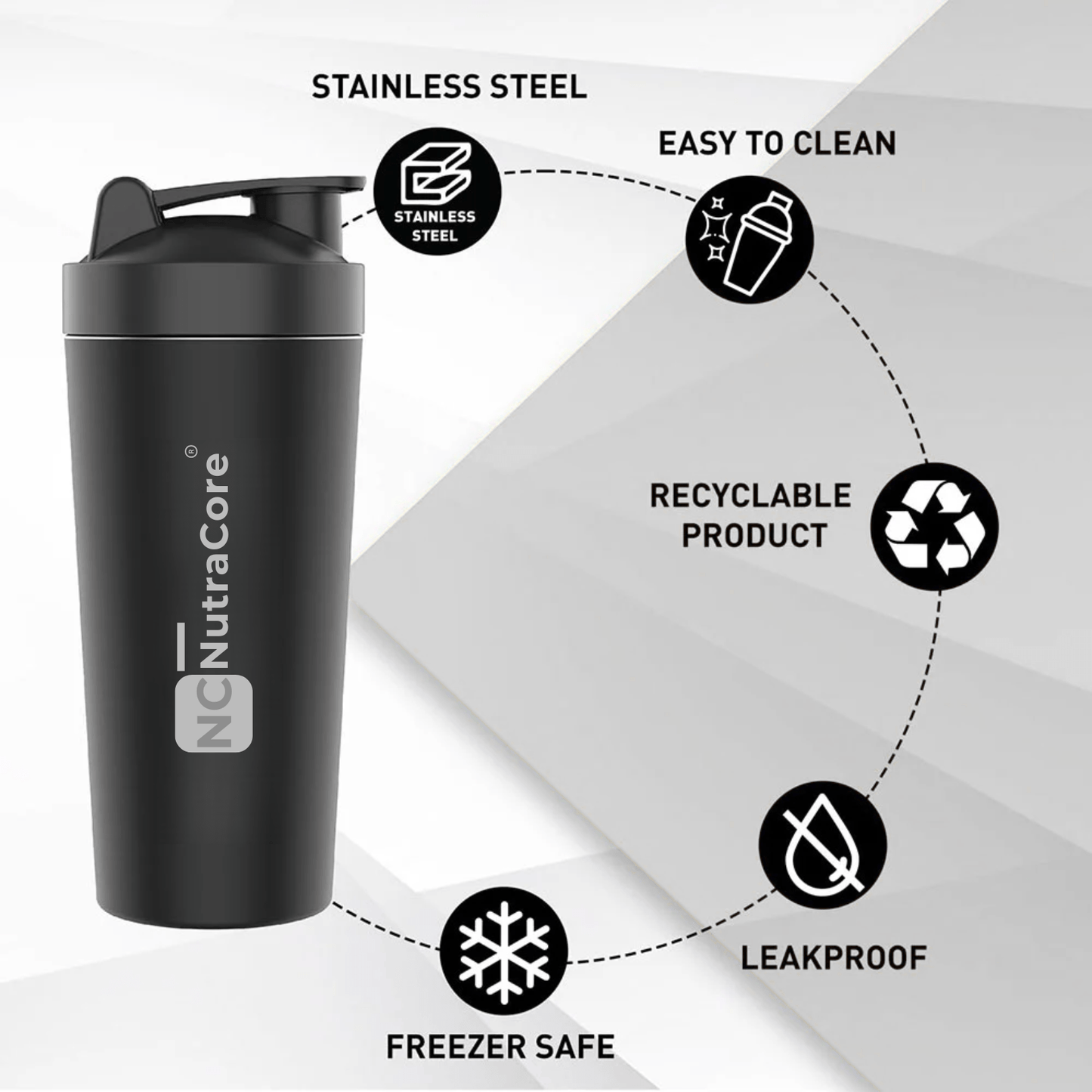 NutraCore Stainless Steel Shaker 750 ml - NutraCore