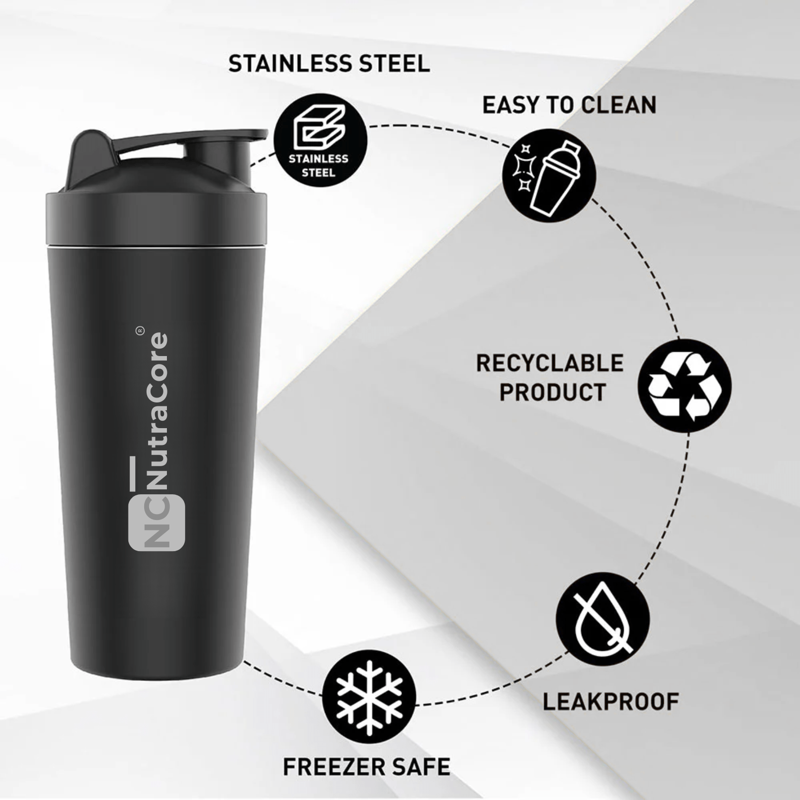 NutraCore Stainless Steel Shaker 750 ml - NutraCore