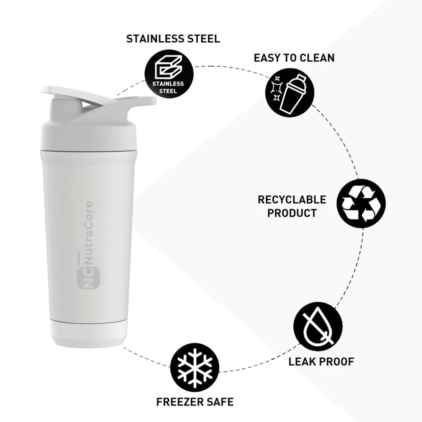 NutraCore Steel Shaker Pro, 700 ml - NutraCore