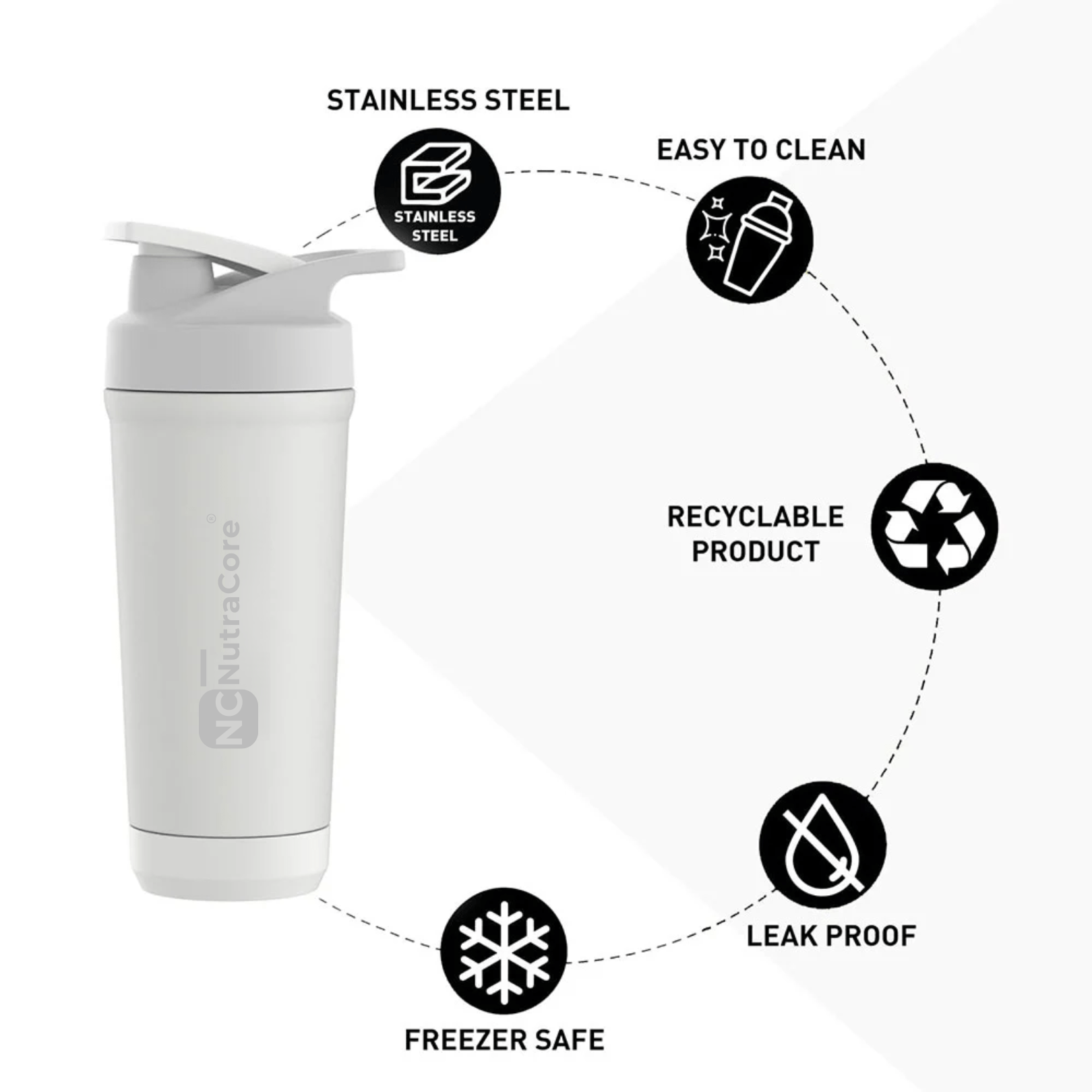 NutraCore Steel Shaker Pro, 700 ml - NutraCore
