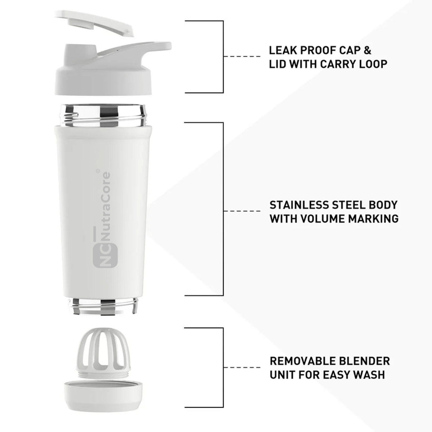 NutraCore Steel Shaker Pro, 700 ml - NutraCore