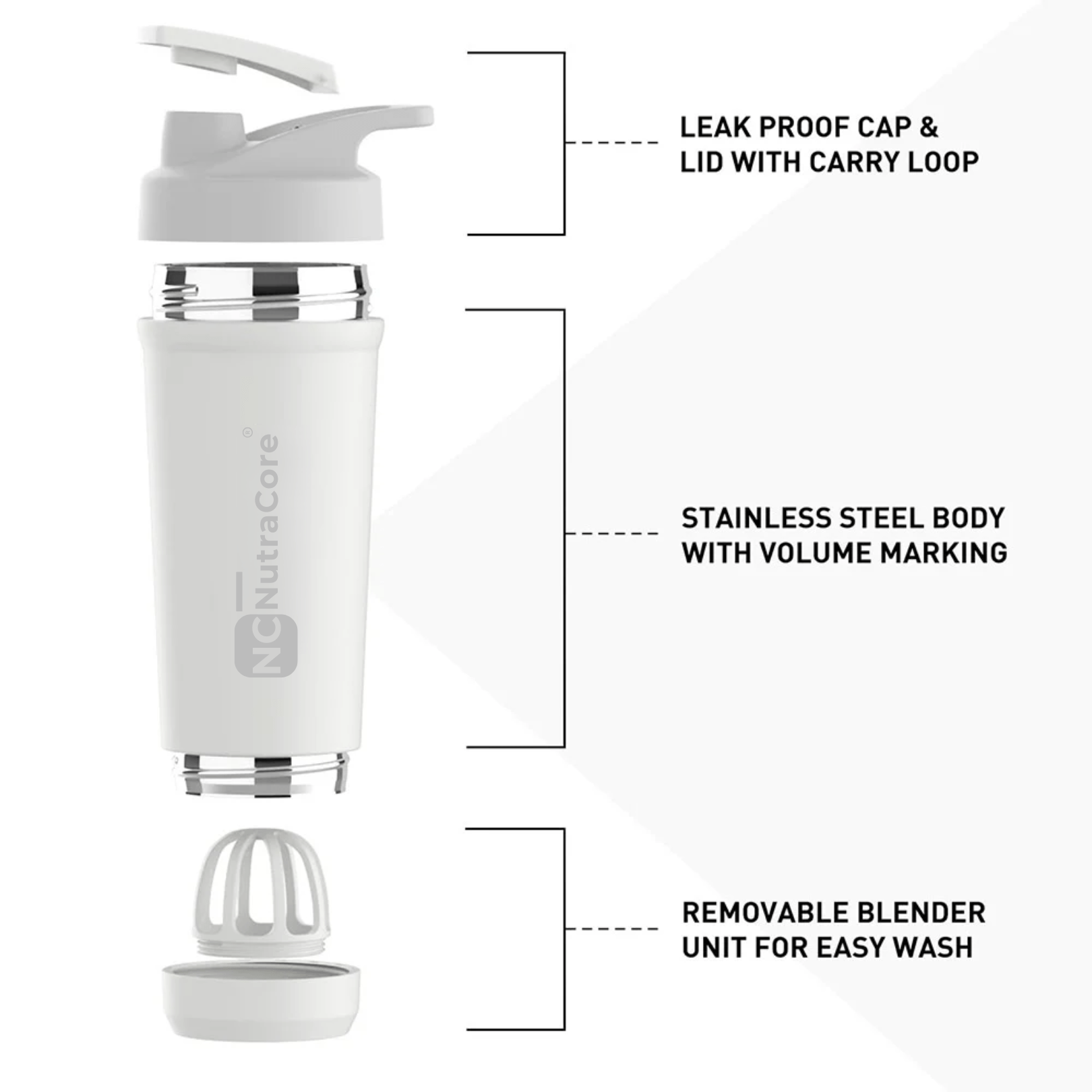 NutraCore Steel Shaker Pro, 700 ml - NutraCore