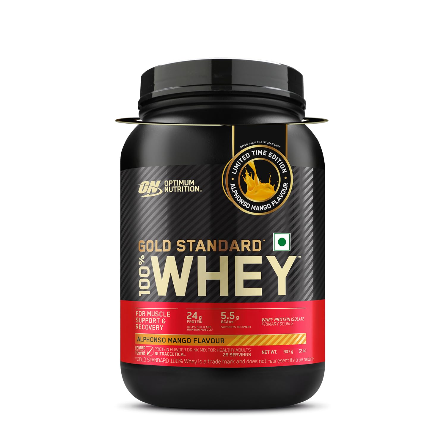 ON Gold Standard 100% Whey Protein, 2Lbs, Alphonso Mango - Optimum Nutrition