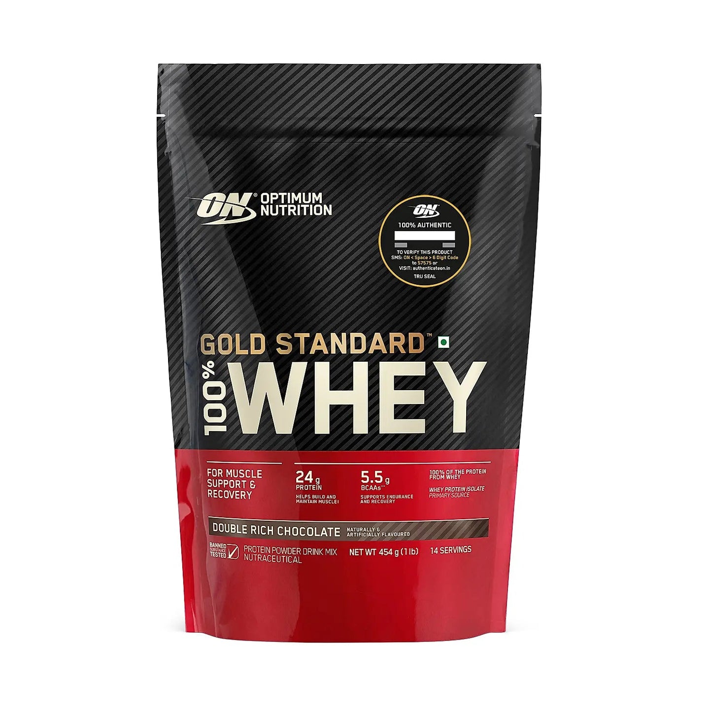 ON (Optimum Nutrition) Gold Standard 100% Whey Protein, 455 g (1 lb), Double Rich Chocolate - Optimum Nutrition