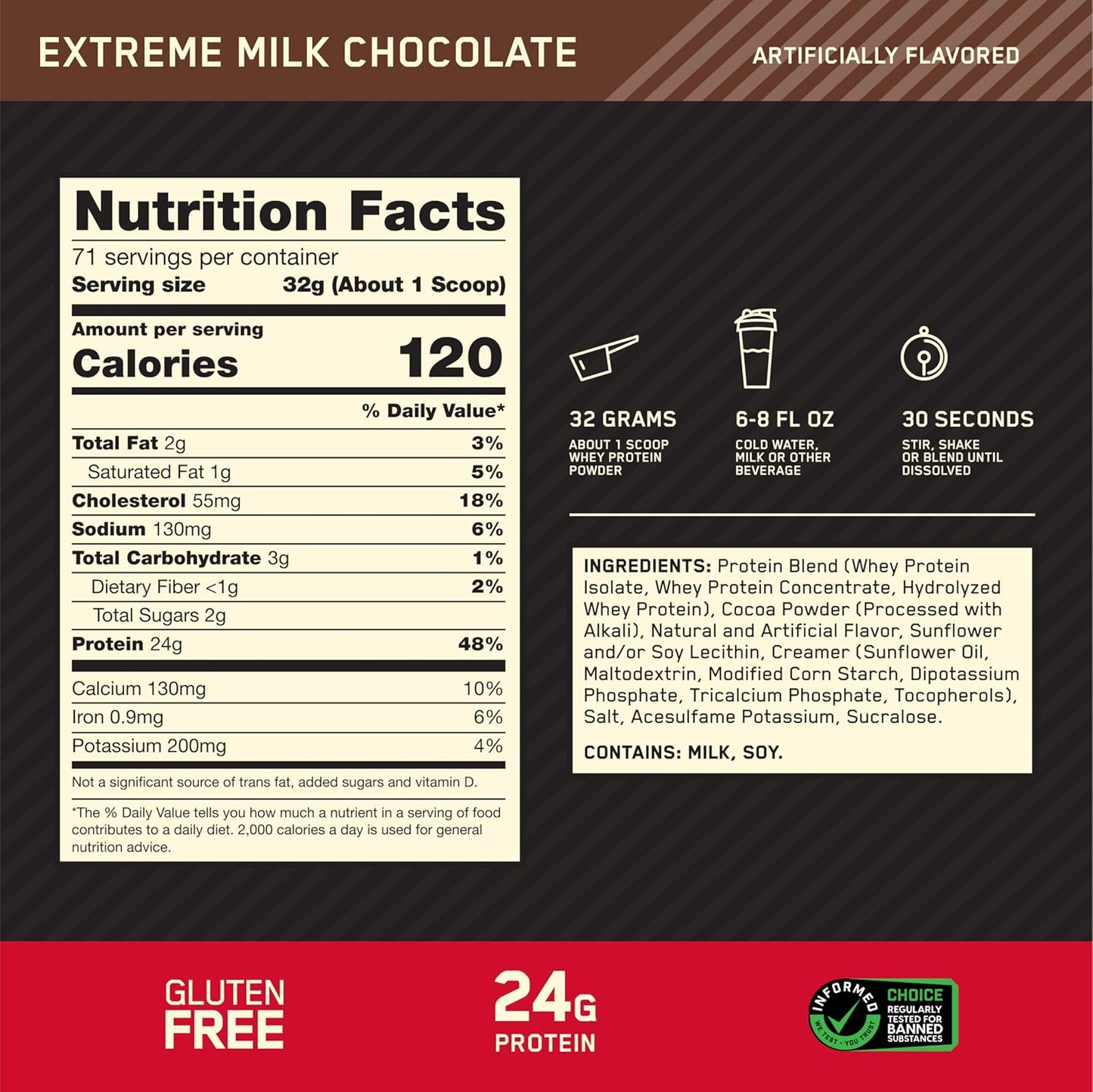 ON (Optimum Nutrition) Gold Standard 100% Whey Protein - Extreme Milk Chocolate - Optimum Nutrition