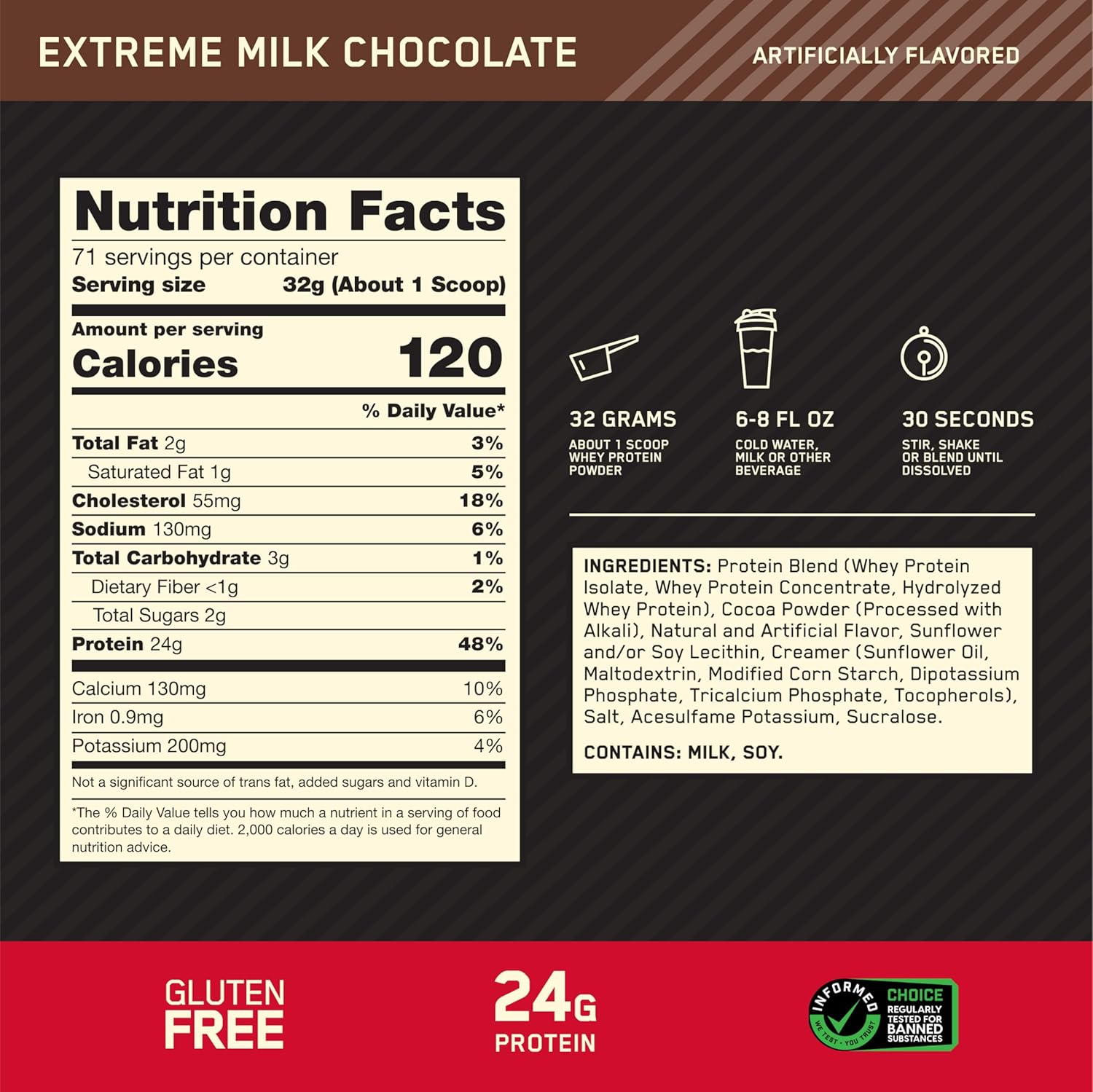 ON (Optimum Nutrition) Gold Standard 100% Whey Protein - Extreme Milk Chocolate - Optimum Nutrition