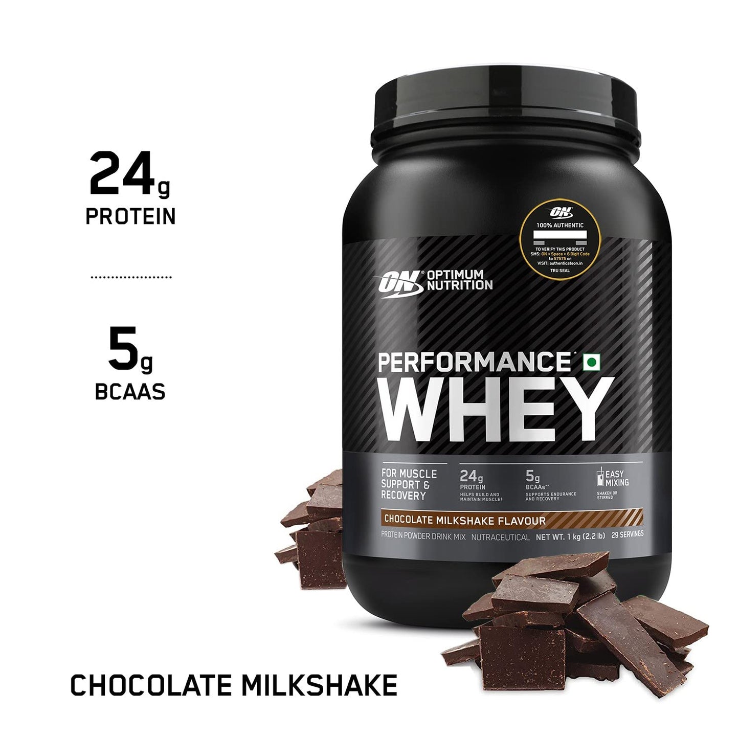 ON (Optimum Nutrition) Performance Whey, 1 kg (2.2 lb), Chocolate Milkshake - Optimum Nutrition