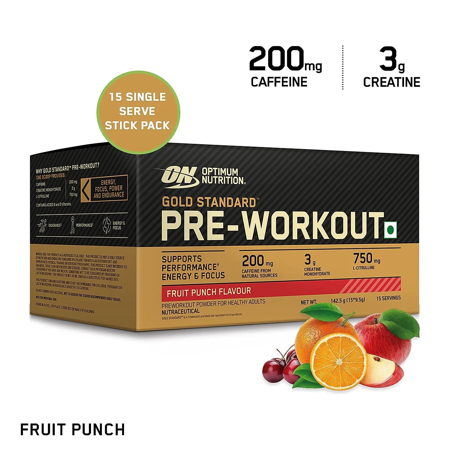 Optimum Nutrition (ON) Gold Standard Pre-Workout- 142.5g/15 single serve packs - Optimum Nutrition