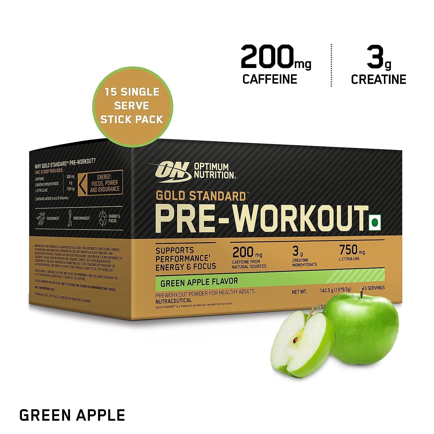 Optimum Nutrition (ON) Gold Standard Pre-Workout- 142.5g/15 single serve packs - Optimum Nutrition