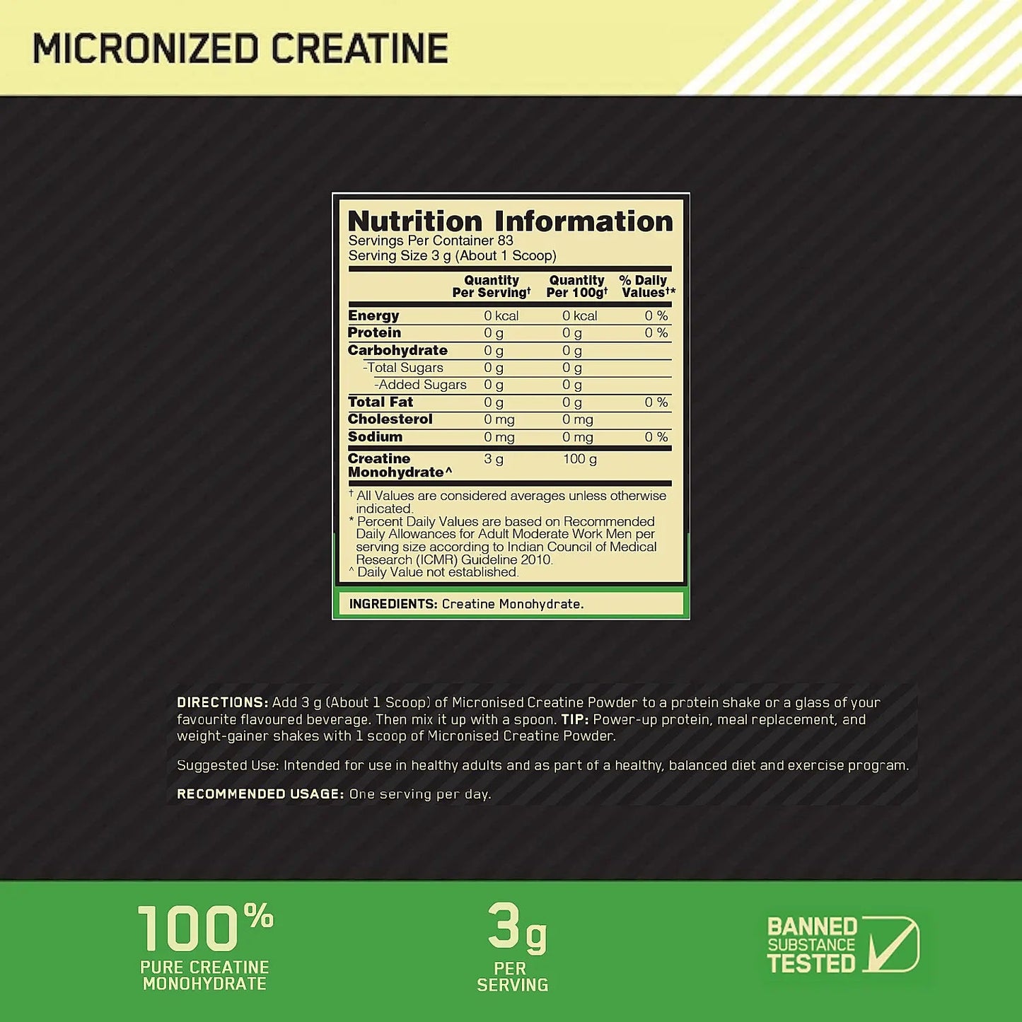 Optimum Nutrition (ON) Micronised Creatine Powder - Optimum Nutrition