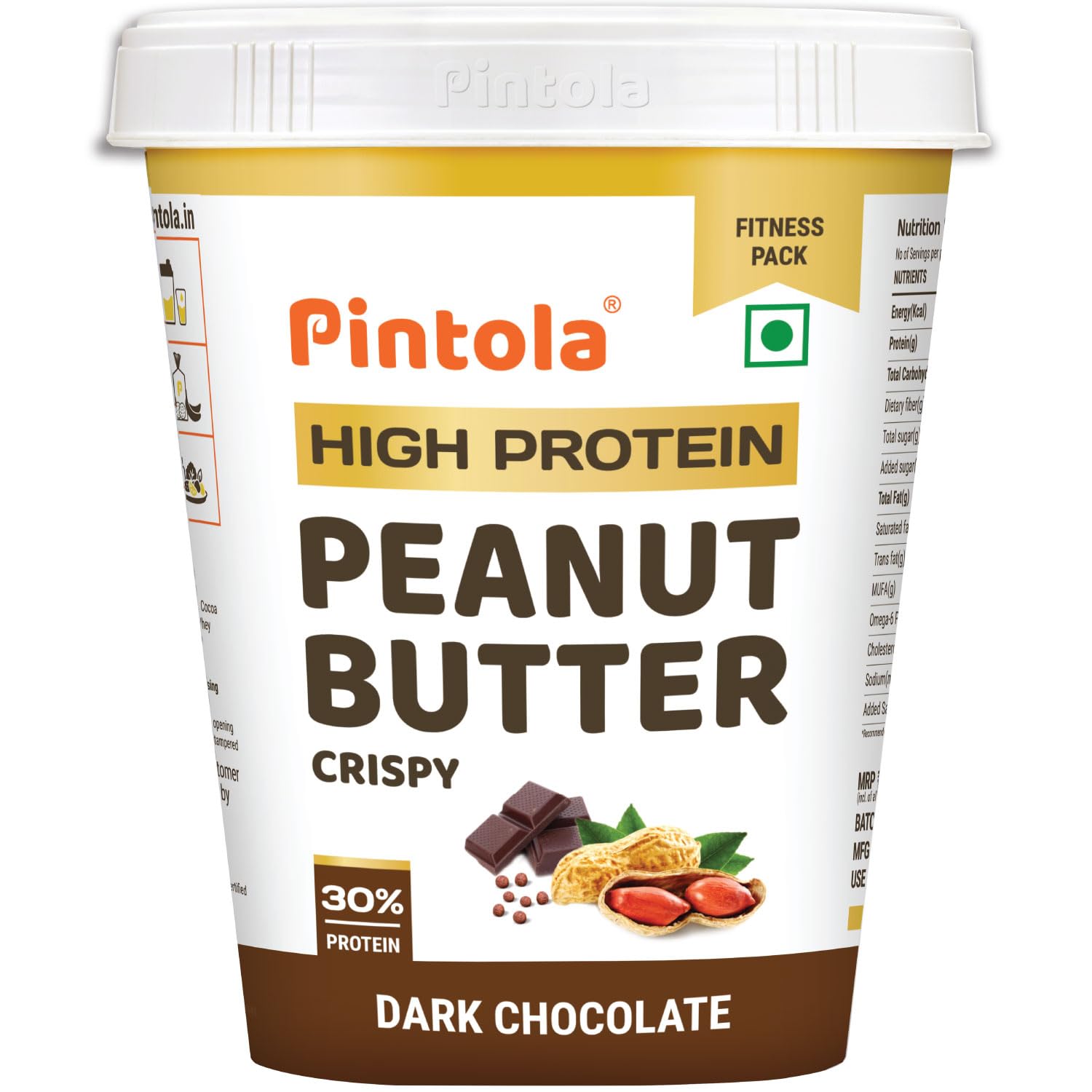 Pintola High Protein Dark Chocolate Peanut Butter, Crispy - Pintola