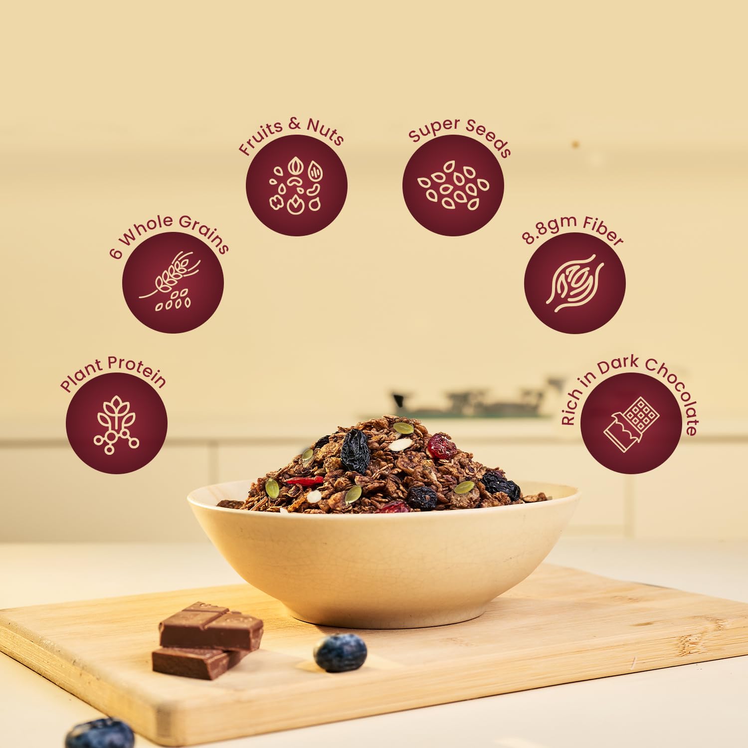 Pintola High Protein Muesli Dark Chocolate Cranberry 1kg, 22g Protein - Pintola
