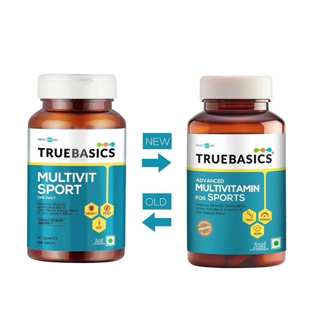 TrueBasics Advanced Multivitamin for Sports with Amino Acids, Energy & Immunity Blends