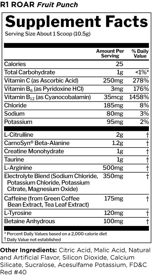 Rule One ROAR Ferocious Pre - Workout, 30 Servings - Rule One