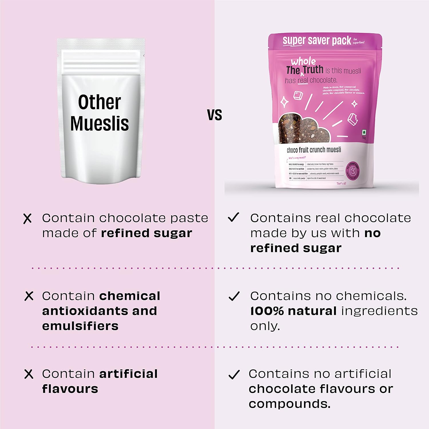 The Whole Truth Foods - Muesli - Choco Fruit Crunch - 750g - The Whole Truth