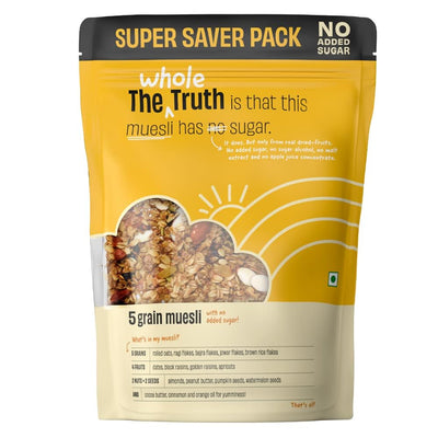 The Whole Truth - Muesli - 5 Grain Muesli - 750 grams - No Added Sugar - The Whole Truth