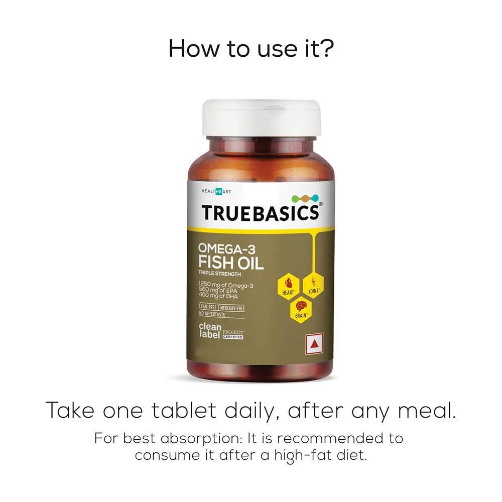 TrueBasics Fish Oil with 1250mg Omega-3 560mg EPA 400mg DHA - Truebasics