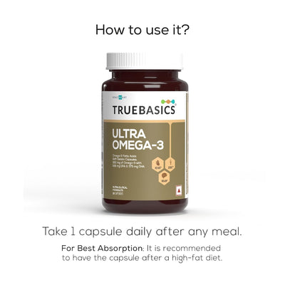 TrueBasics Ultra Omega 3 Fish Oil, 90 - Truebasics