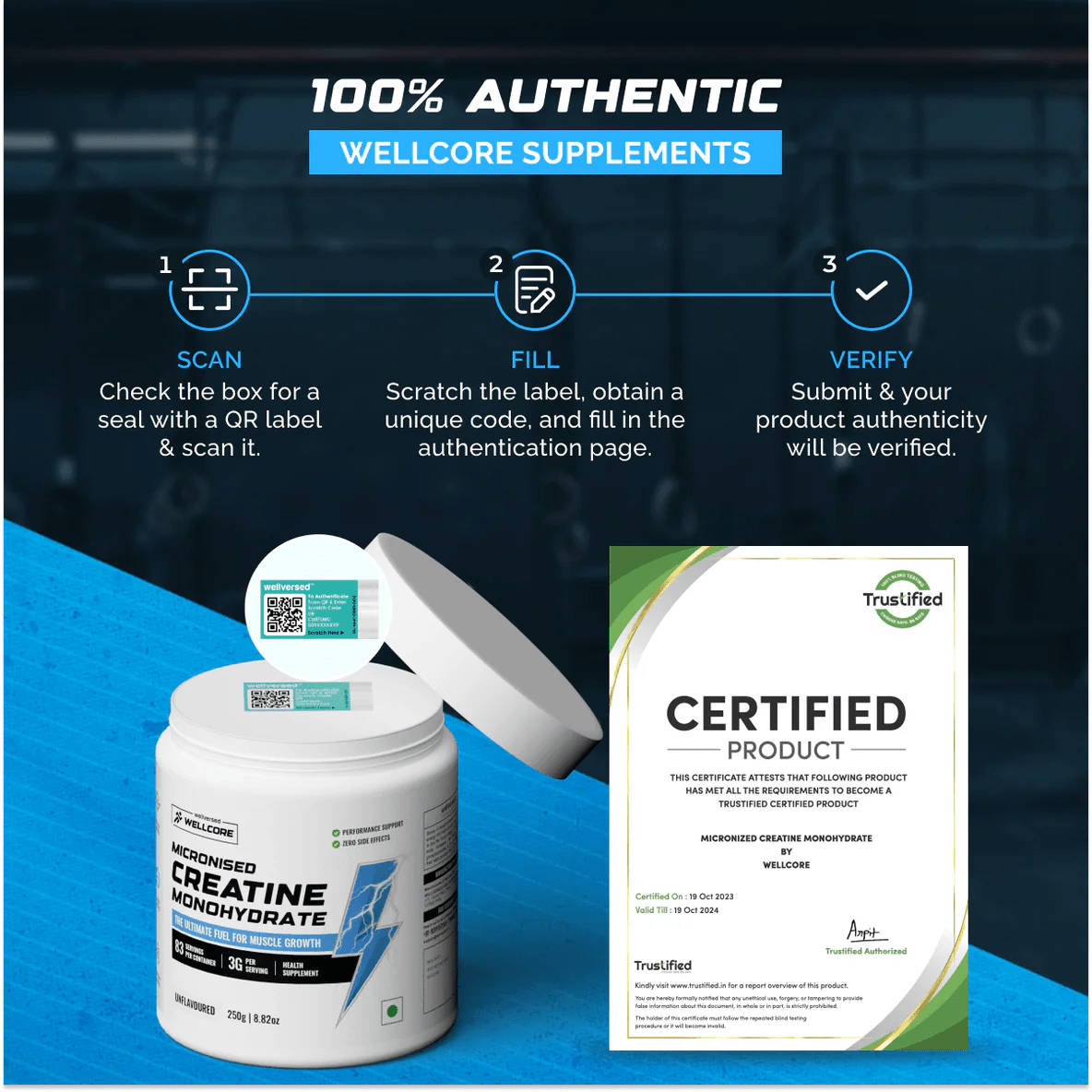 Wellcore - Micronised Creatine Monohydrate - Unflavoured - wellcore